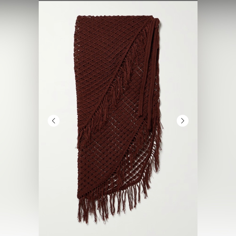 Crochet Fringe Swim Sarong — Brown - Picture 2 of 7